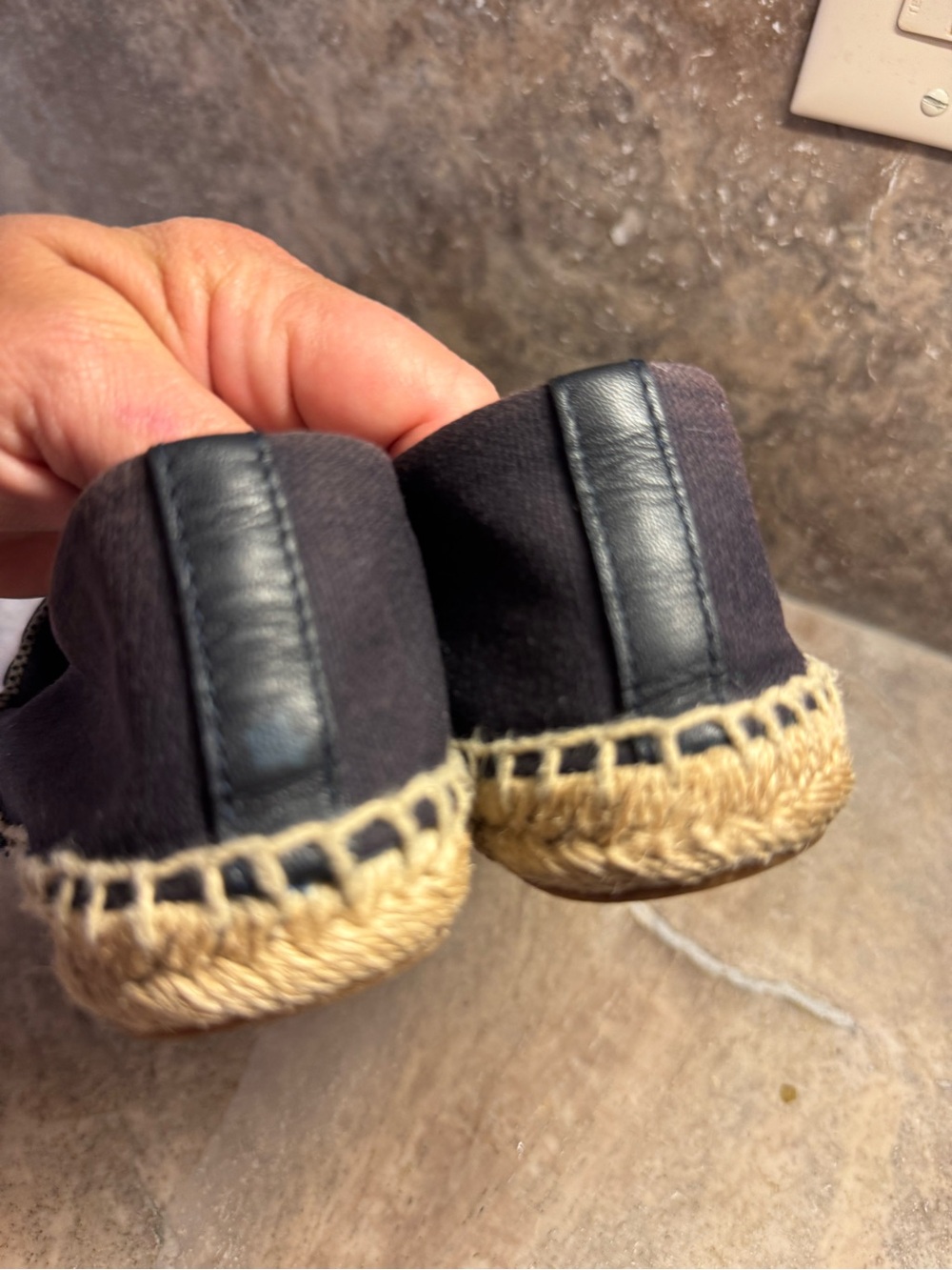 Tory Burch Navy and Beige Logo Espadrille Slip-On - Picture 3 of 7